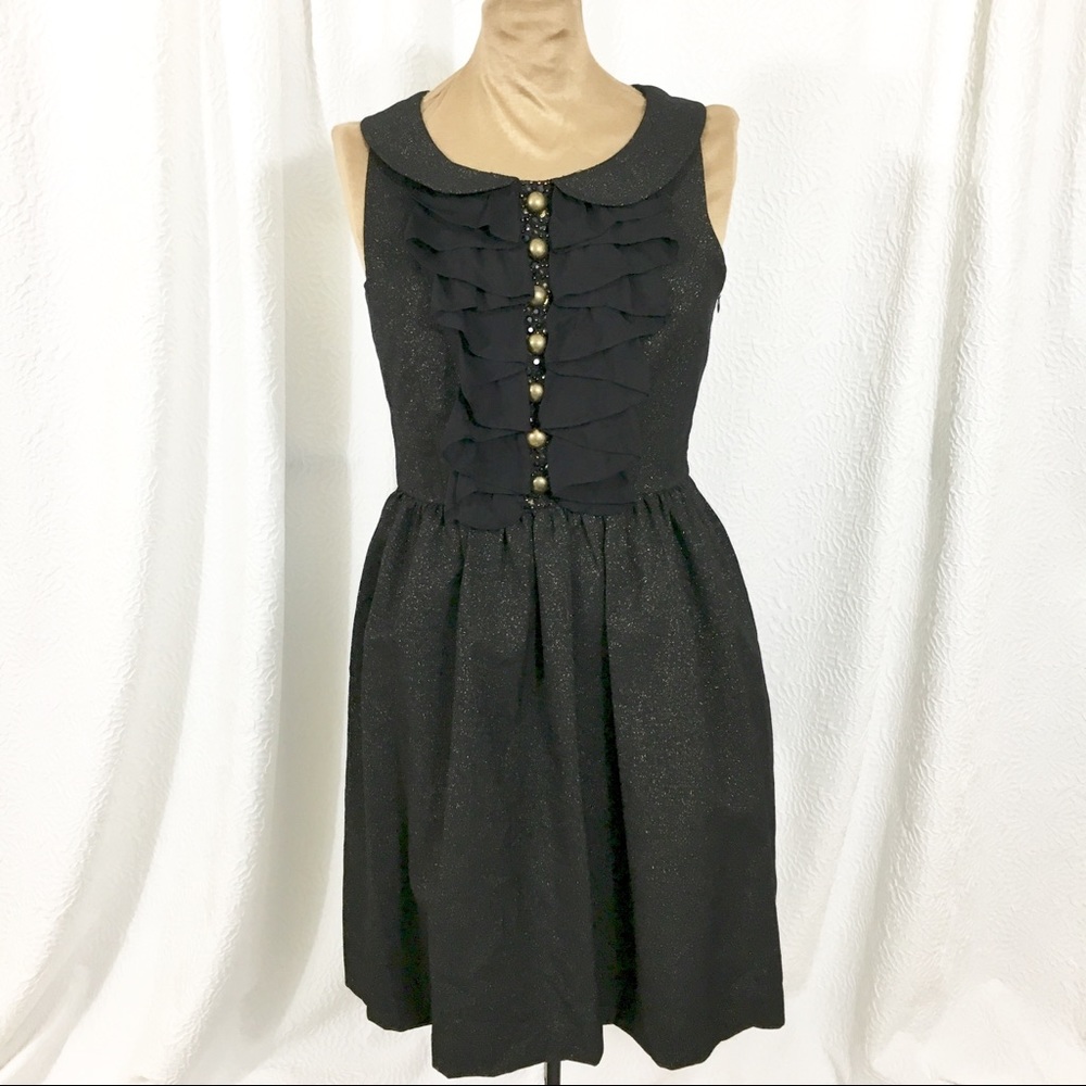 Kensie sparkly button and ruffle dress